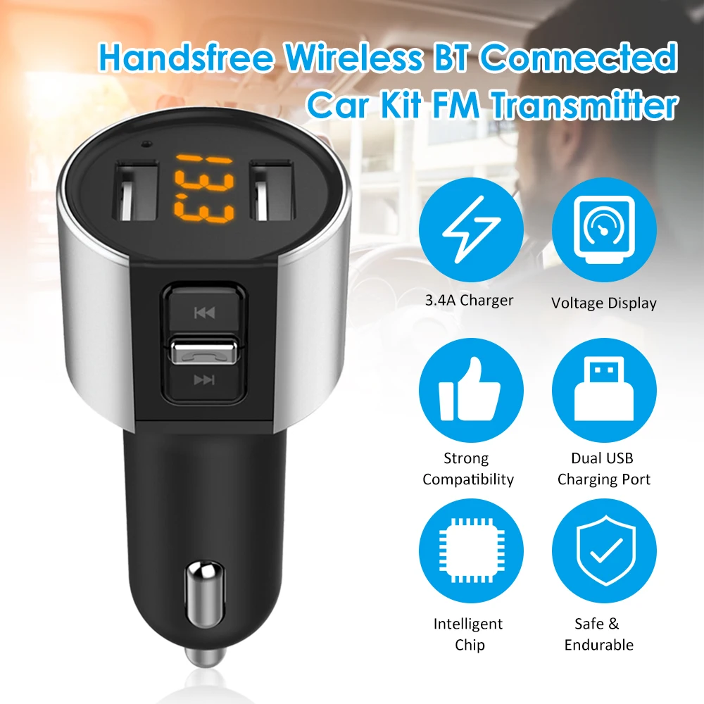 C26S автомобиля Bluetooth FM передатчик 5В/3.4A двойной usb-порт для зарядки поддержка карт флеш-накопителей музыка MP3 плеер передатчик для автомобиля телефонные звонки в режиме Hands-free