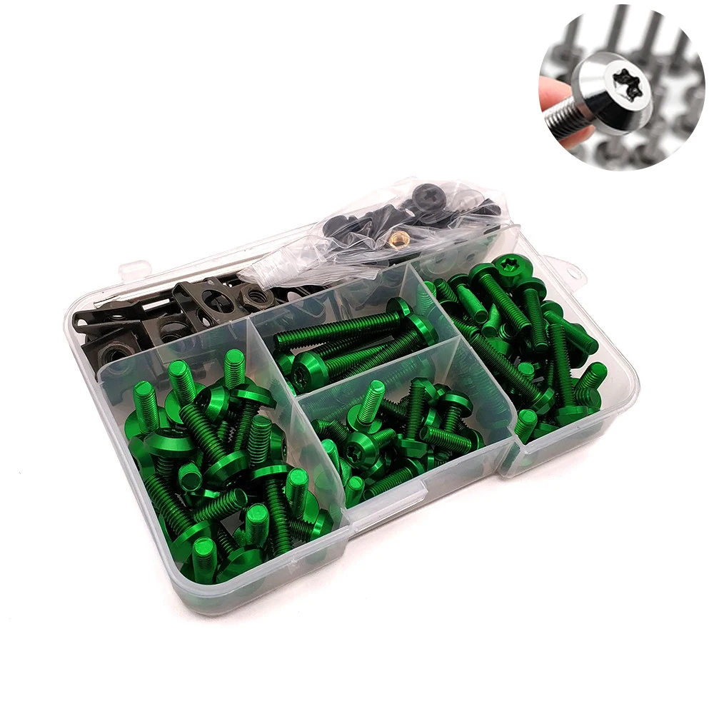 

Universal Motorcycle Fairing Bolts Nuts Kit Body Fastener Clips Screw For Kawasaki ZX9 ZX6 ZX9R ZXR400 ZZR600 ZX10R ZX12R ZX6R
