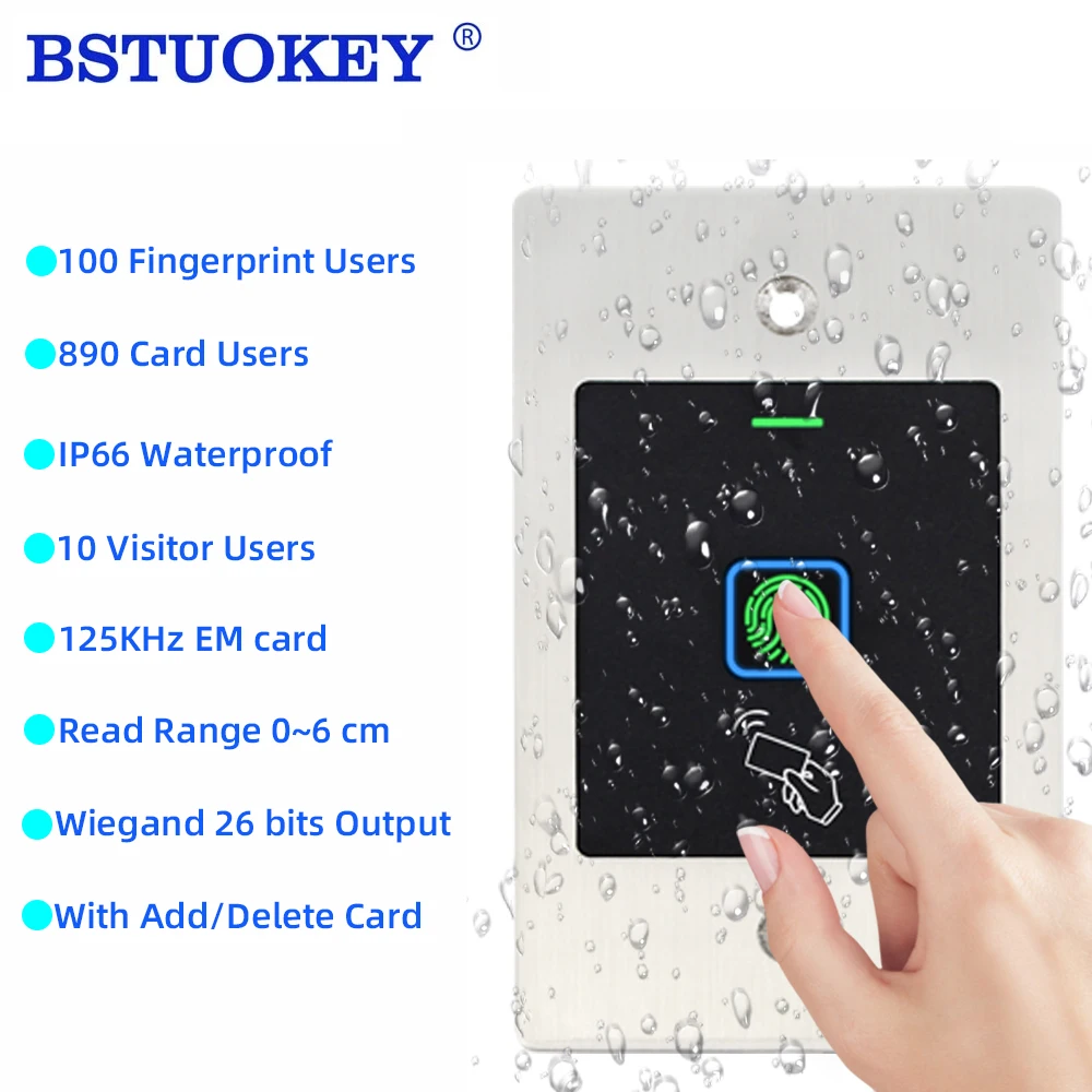 1000 Users Door Acccess Control Fingerprint Card Reader Wiegand 26 Output Rfid 125khz 890 Proximity Card 100 Fingerprint Reader