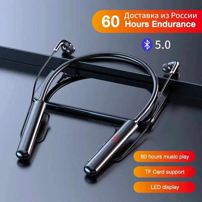 Stereo Headset Earphones Neckband Noise Cancelling Earbuds Bluetooth Sport Battery 600mah