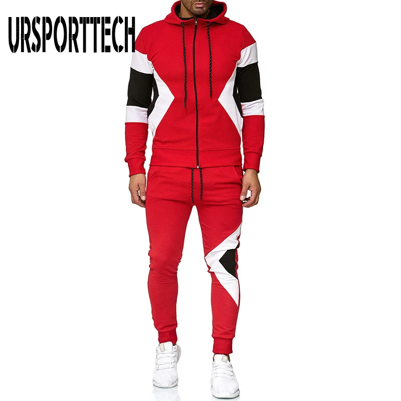 

Autumn Casual Tracksuit Men Sets New Sportswear Men Tracksuit Hoodie Set 2 Pieces Set Zipper Hooded Sweatshirt+Drawstring Pants