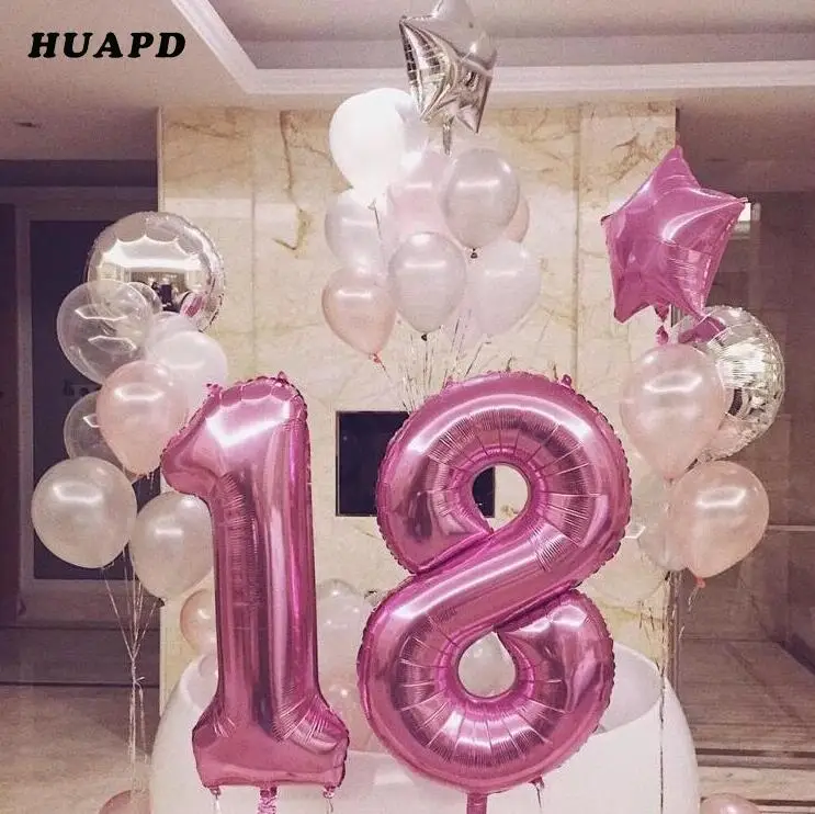 40 дюймов Розовый Синий Зеленый Фиолетовый номер 16 18 20 21 30 40 50 60 для взрослых день рождения украшение цифровой Globos товары для комнаты