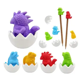 

40Pcs Pencil Eraser Caps Toppers School Supplies Cute Dinosaur Egg Erasers Stationery (Assorted Colors)