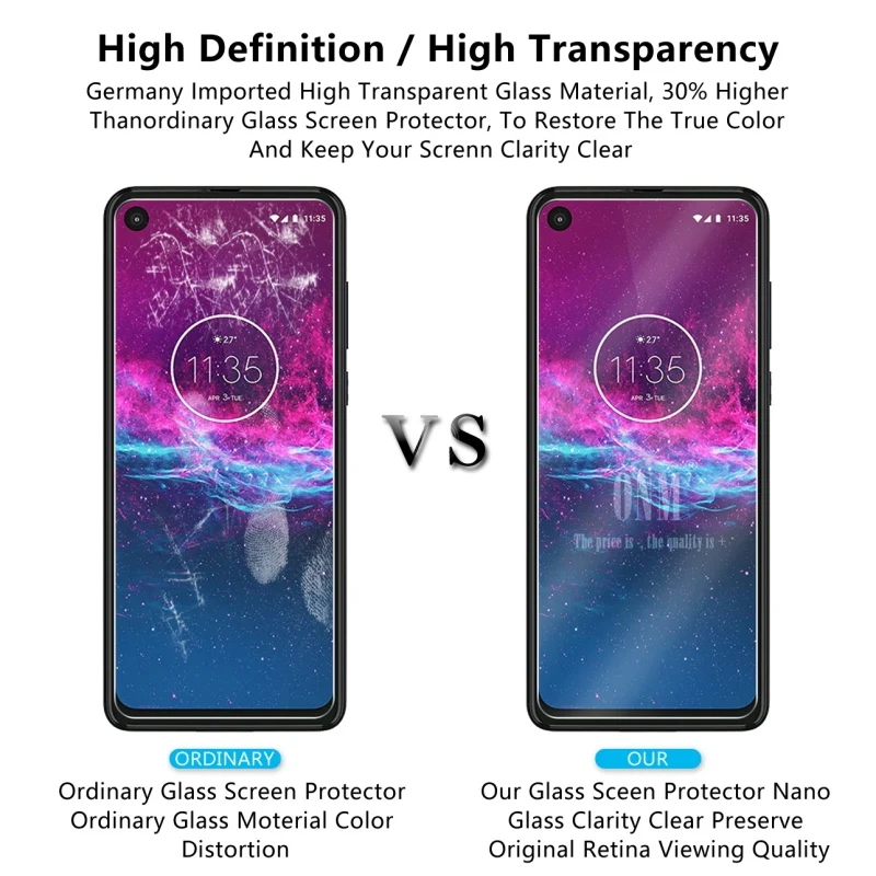 2 шт. закаленное стекло для Motorola One Защитная пленка экрана 2.5D 9H защитная