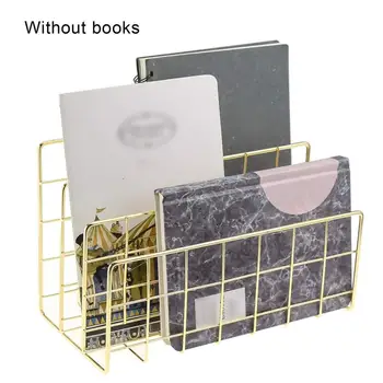 

Bookshelf 3 Grid Compartments Magazine File Organizer Holder Wrought Iron Rack File Tray Desktop Storage Organizer Shelf