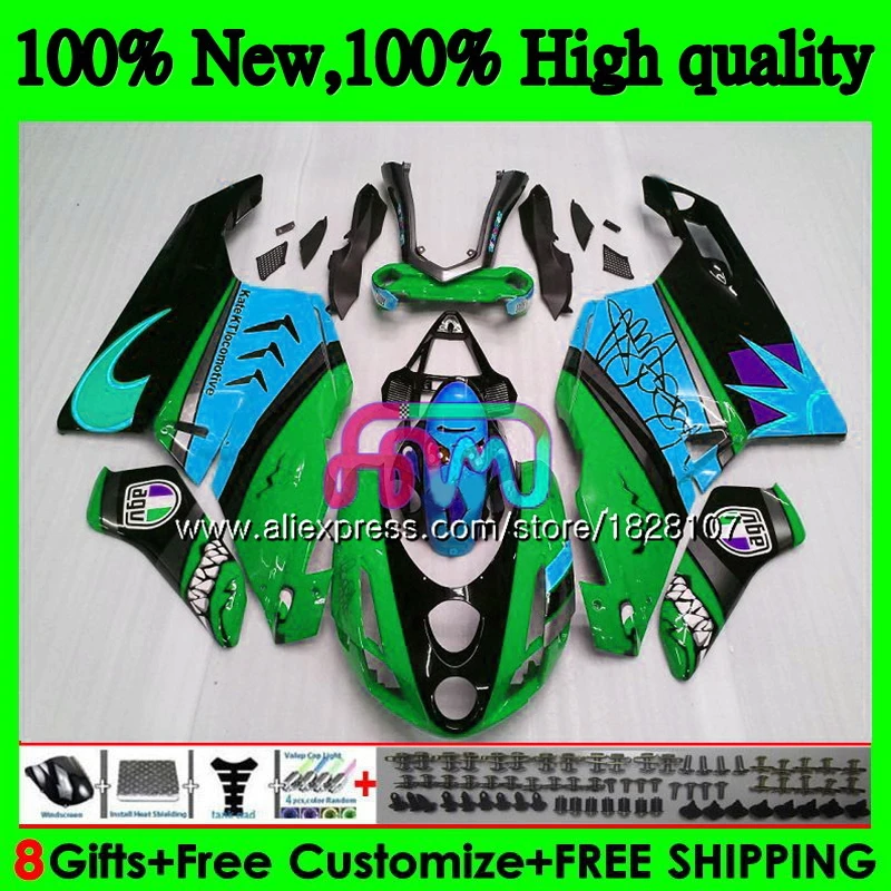 OEM тело для поездок на мотоцикле DUCATI 749-999 749 S 999 S 749 Акула зеленый 999 03 04 Кузов 78BS. 74 749 999 S R 749R 999R 2003 2004 обтекатели комплект