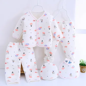 

Newborn Baby Set Girls Winter Long Sleeve Clothes Cartoon Cotton Baby Sets Clothing Unisex 5 Pieces for New born 0-3M