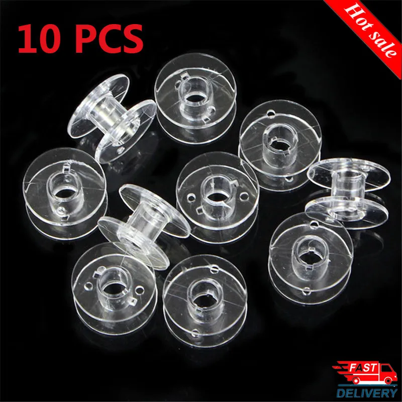 10 Pcs / Set Clear Plastic Bobbins For Brother Janome Singer Sewing
