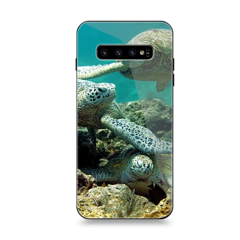 Мобильный чехол для телефона Стекло для samsung A10 A20 A30 A40 A50 A60 A70 S7 край S8 Plus Note 8 9 S10 крышка морская черепаха цвета морской волны