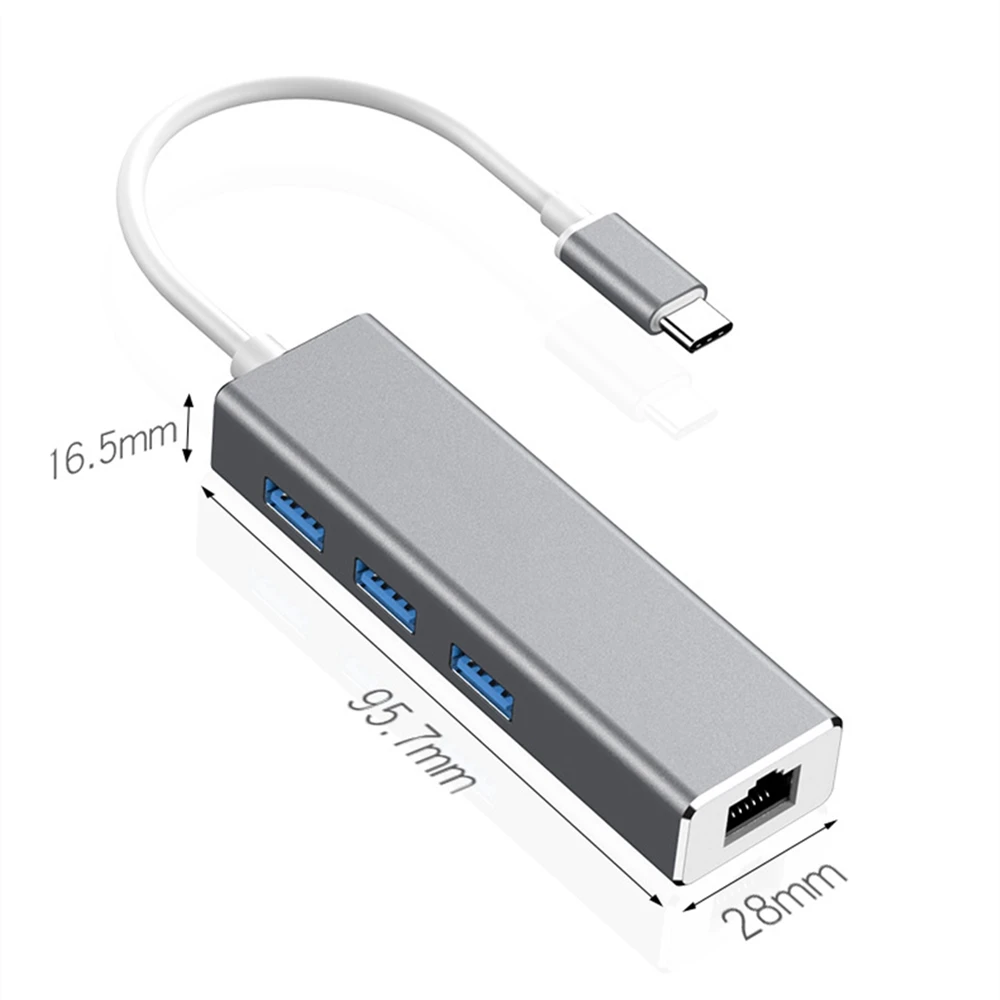 ОВБР Тип-C хаб 4-в-1 гигабитный сетевой Порты и разъёмы RJ45 конвертер USB 3,0 Hihg Скорость передача USB флэш-диск адаптер