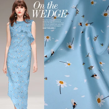 

Zou Ju Digital Printed Diy Sewing Free Shipping Sale Summer New 19Momme 140cm Wide 93%silk 7%spandex Charmeuse Fabric for Dress