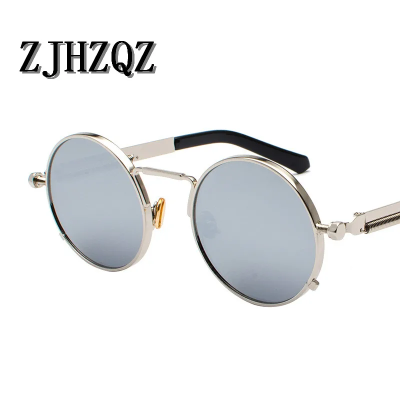 Silver Silver ZJHZQZ, женские поляризованные солнцезащитные очки, мужские, стимпанк, круглые солнцезащитные очки, маленькие круглые линзы, очки в стиле панк, ретро, винтажные, авиаторы, солнцезащитные очки - Цвет линз: Silver Silver