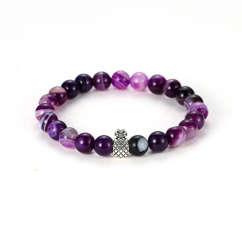 

charm Chakra Men's Natural Stone Bracelets couple zirconia round pineapple beads Bracelet&bangle set Jewelry for men best gift