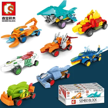 

Sembo 607201A-H Pull Back Racing Car Mini Sports Vehicle Bricks Model DIY Assembly Building Block Puzzle Toys for Children Gifts