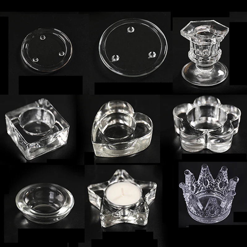 Glass Plate Candle Holder Clear Decorative Pillar Candle Holder Candle