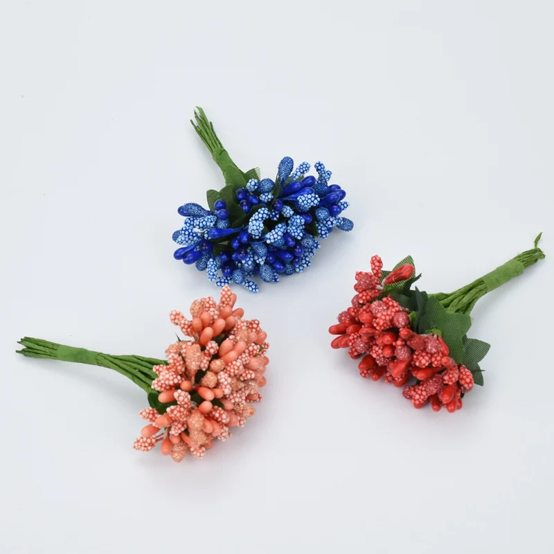 12 Pieces Stamen Diy Gifts Candy Box Home Decor Wedding Decorative Flowers Wreaths Christmas Crafts Artificial Flowers artificial flowers