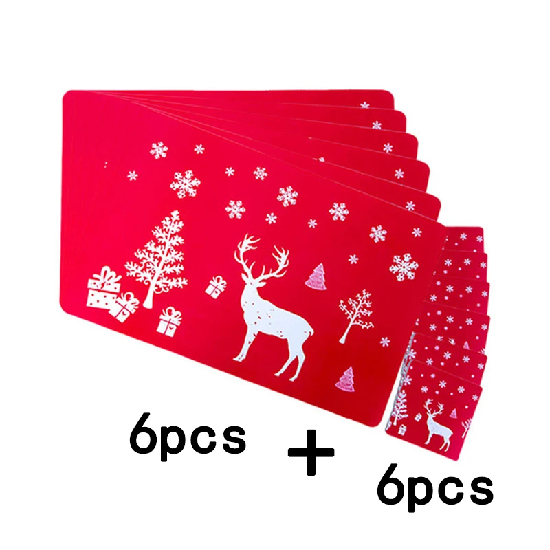 

PVC Placemat Christmas Tree Dinning Mat Restaurant Cup Insulation Pad Decoration
