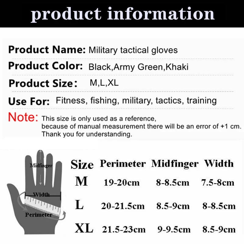 Army Military Tactical Gloves Paintball Airsoft Hunting Shooting Outdoor Riding Fitness Hiking Fingerless/Full Finger Gloves 6