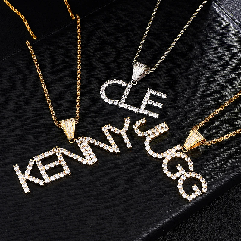 Подвески и ожерелья в стиле хип-хоп из циркониевой цепочки с надписью «Iced Out Tennis» для мужчин, ювелирные изделия с золотой серебряной цепью для тенниса