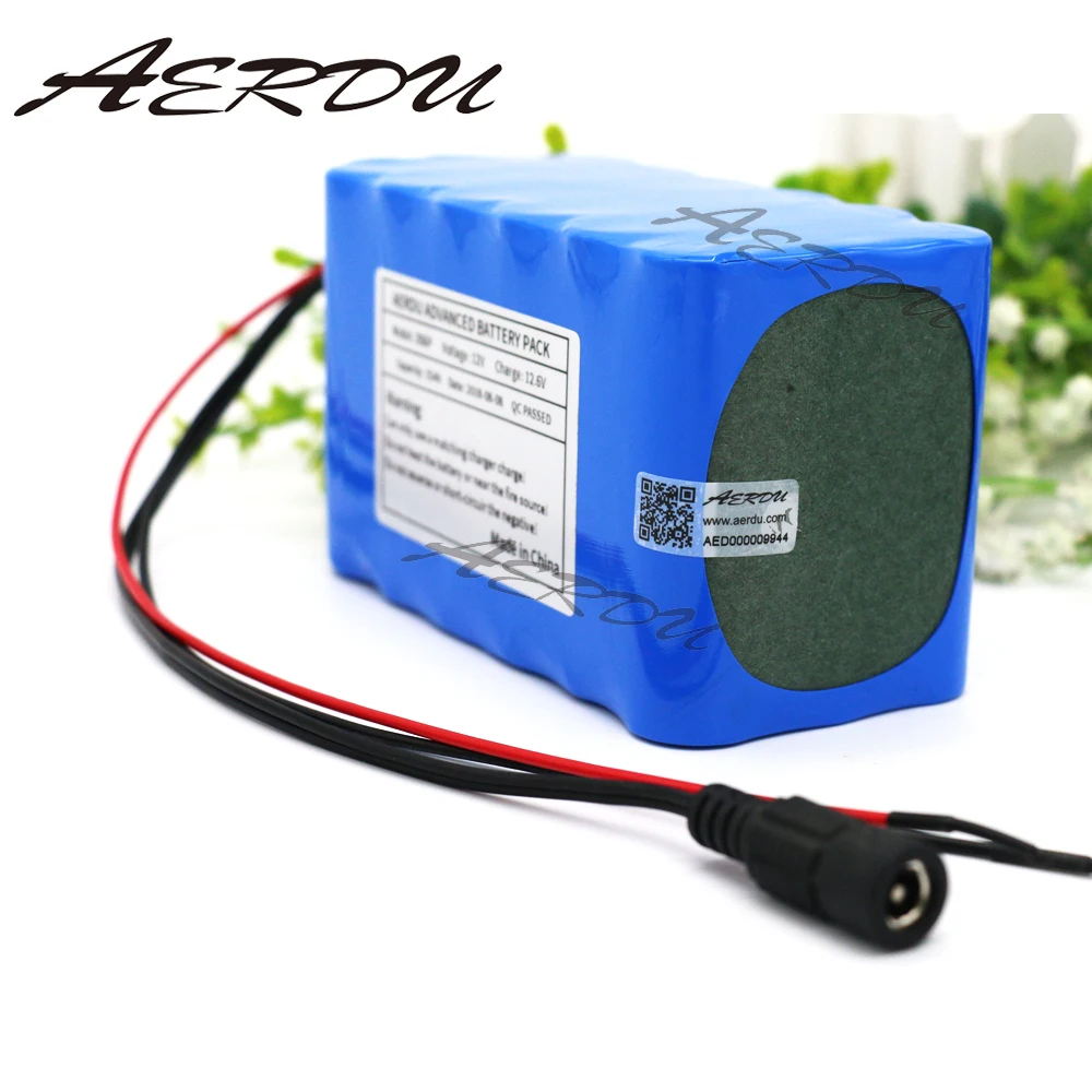 

AERDU 12V 15Ah 3S6P 250W 11.1V 12.6V 18650 lithium Rechargeable battery pack for LED lamp light backup power 25A BMS