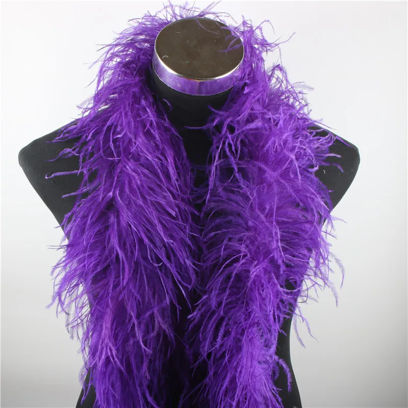 

2pcs 6Layer purple Fluffy Ostrich Feathers Boa Feather Fringes Strips Shawl Wedding Dress Decoration Custom Color Thickness