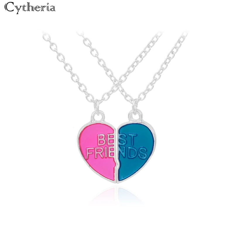 Collares de mejores amigos para niñas, collar de 2 corazones de color caramelo, regalo de de amistad, joyería para niños|bff necklaces for 2|bff best - AliExpress