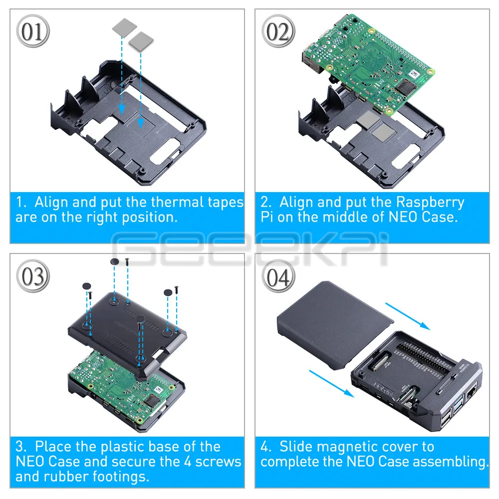 Argônio Neo Raspberry pi Case Design Minimalista Fino Alumínio Gabinete de Refrigeração Passiva Robusto Mas Portátil Deslizante Magnético - Imagem 2