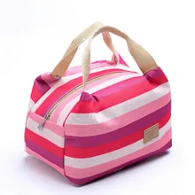 Изолированная сумка для обеда для женщин, полосатая сумка для обеда, bento сумка для офиса, школьная сумка для еды d90814