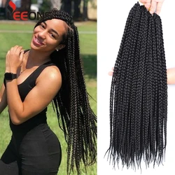 Leeons High Quality Braiding Hair Extension Synthetic Hair Braids Box Crochet Braids Brown Blonde Grey Burgundy Ombre