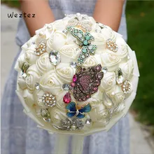 Свадебный букет Серебряный букет атласная роза бабочка брошь со стразами Свадебный букет невесты свадебный цветок SPH229