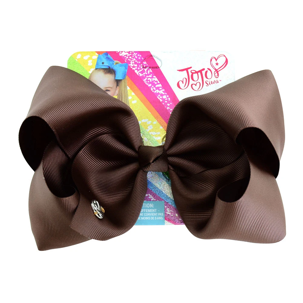 8 inch Large Jojo Bows Jojo Siwa Ribbon Bows With Clips For Kids Girls Boutique Solid Hair Clips Hair Accessories - Цвет: 678-j-3