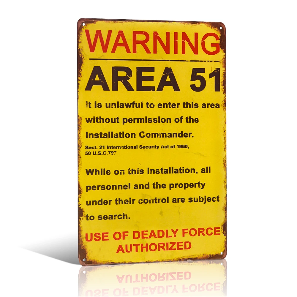 Предупреждение AREA 51 художественная табличка