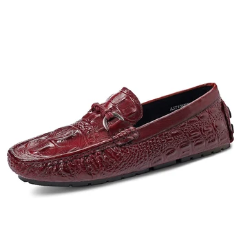 

Slip On Genuine Leather Casual Shoes Man Autumn New Fashion British Retro Buckle Round Toe Male Footwear High Quality Plus Size