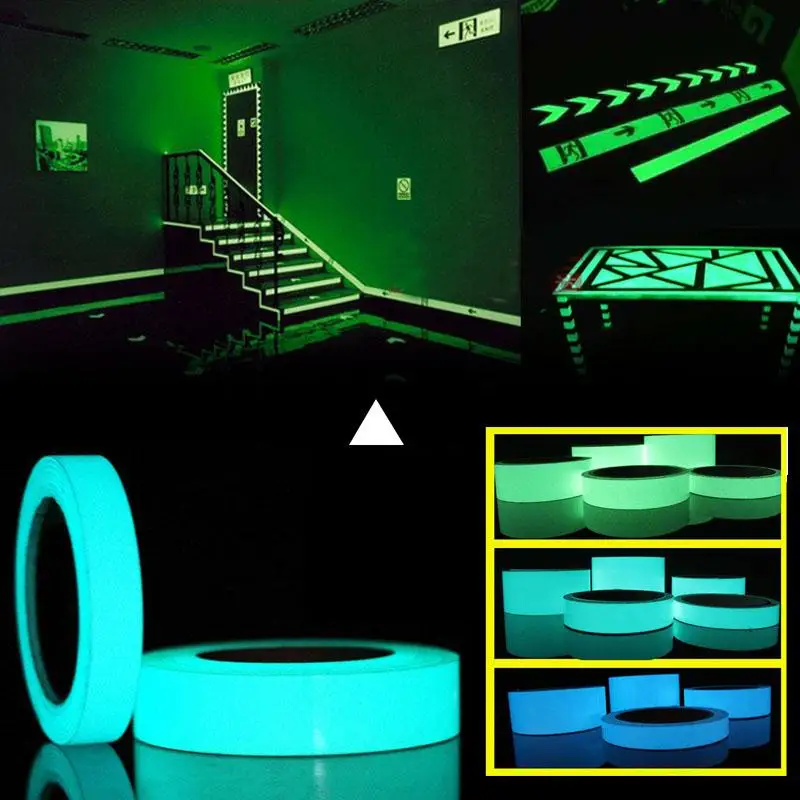 

10M*10mm Luminous Tape Self-adhesive Glow In Dark Sticker For Exit Sign Walls Safety Stage Night Vision Home Decoration Tape
