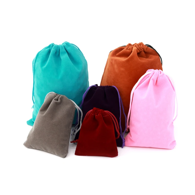 20pcs/lot 5x7 7x9cm 8x10cm 9x12cm Multi Velvet Pouches Jewelry Packaging Display Drawstring Wedding Gift Bags &amp | Украшения и