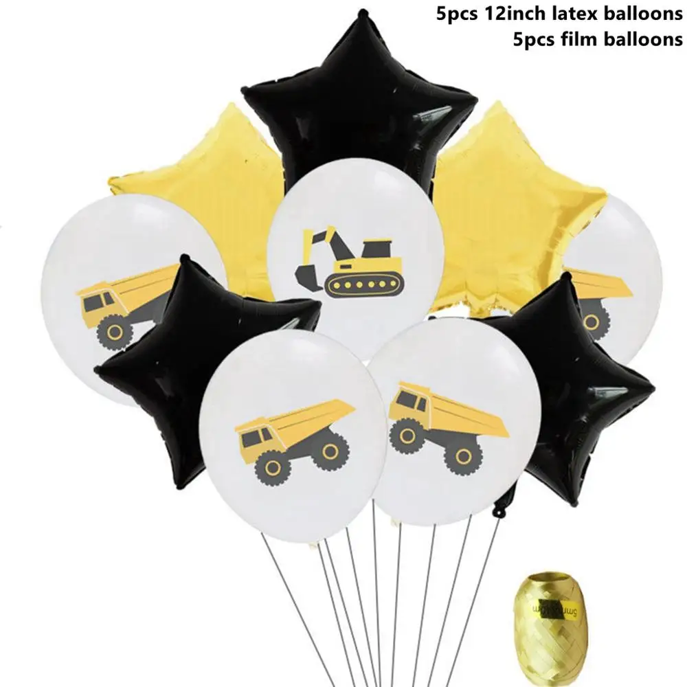 Car Balloons 10 Taoup С Днем Рождения Декор стола принадлежности Детские грузовик автомобиль одноразовые посуда синяя скатерть чашки тарелки баннеры соломинки - Цвет: Car Balloons 10