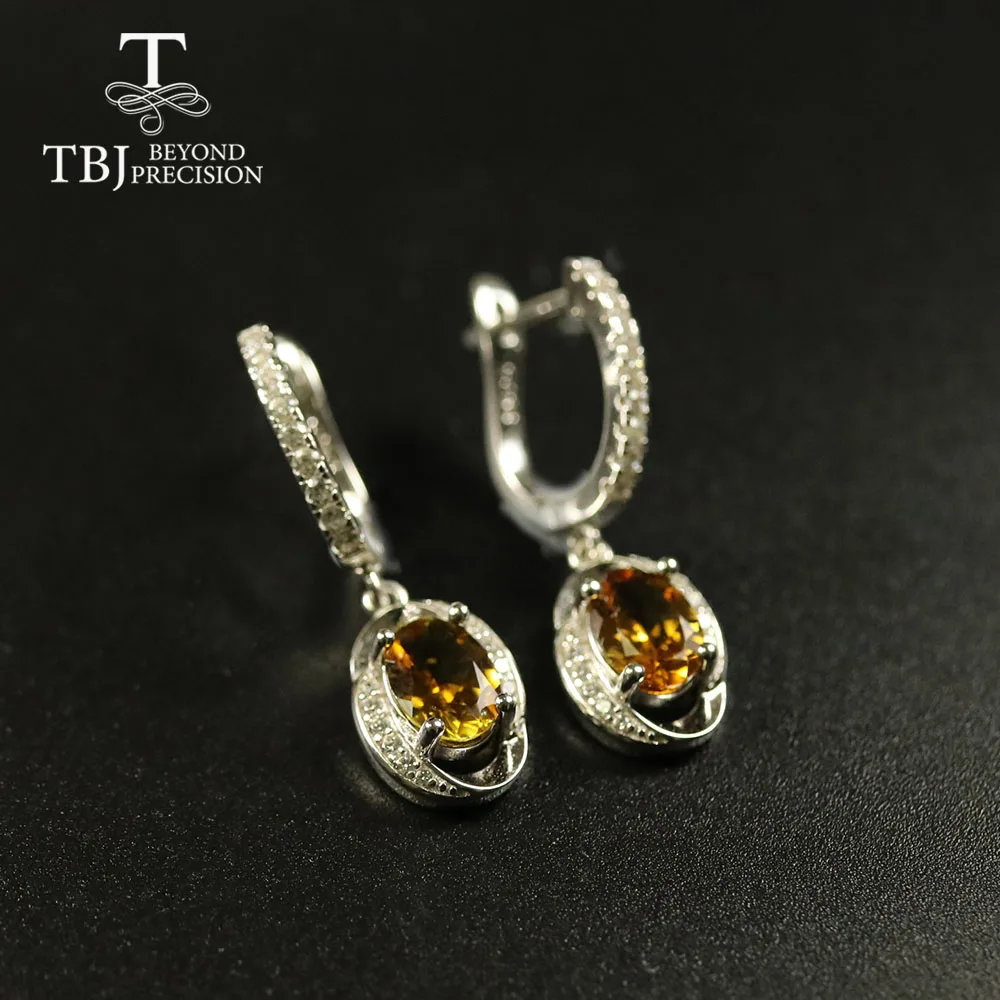 TBJ, дизайн турмалиновые серьги натуральный драгоценный камень с 925 стерлингового серебра Простые Модные ювелирные изделия для женщин как подарочная коробка - Цвет камня: tourmaline
