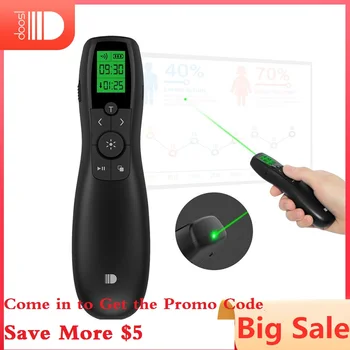 

Wireless Presenter, Doosl Rechargeable Green Pointer Laser with LED Display 2.4GHz Powerpoint Presentation Remote Control