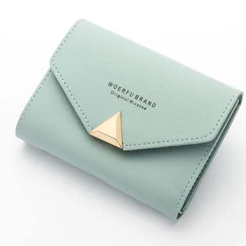 

Solid Color Women Wallets Short Mini Wallet Leather Button Coin Purse Lady Notecase Pocket Purse Card Female Money Bag