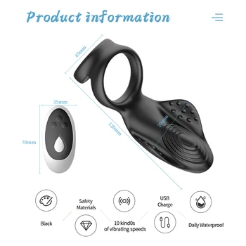 Wireless Remote Penis Vibrating Cock Ring Dual Delay Ejaculation Rings Chastity Vibrator for Men Male Prostate Massage Sex Toys 3