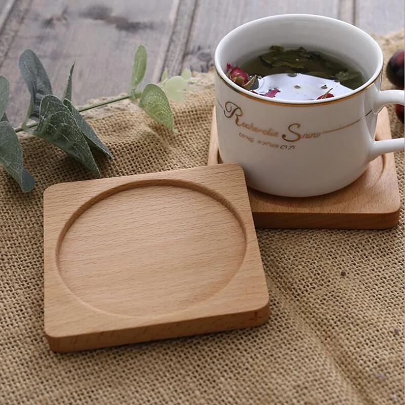 Durable Wood Coasters Wood Square Resistant Drink Mat Round Heat Resistant  Drink Mat Coffee Cup Pad Table Non-slip Coffee Pad