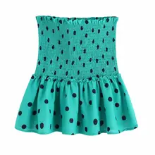 Для женщин сладкий горошек мини-юбка с принтом Faldas Mujer эластичный плиссированные Женские Повседневное Классические летние шикарные юбки