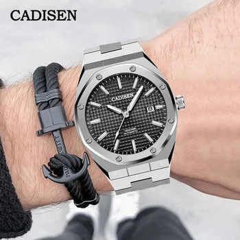 

CADISEN Design Original Brand New 42MM Men Watches Mechanical NH35A Black Watch Men100M Waterproof Date relogio masculino 2020