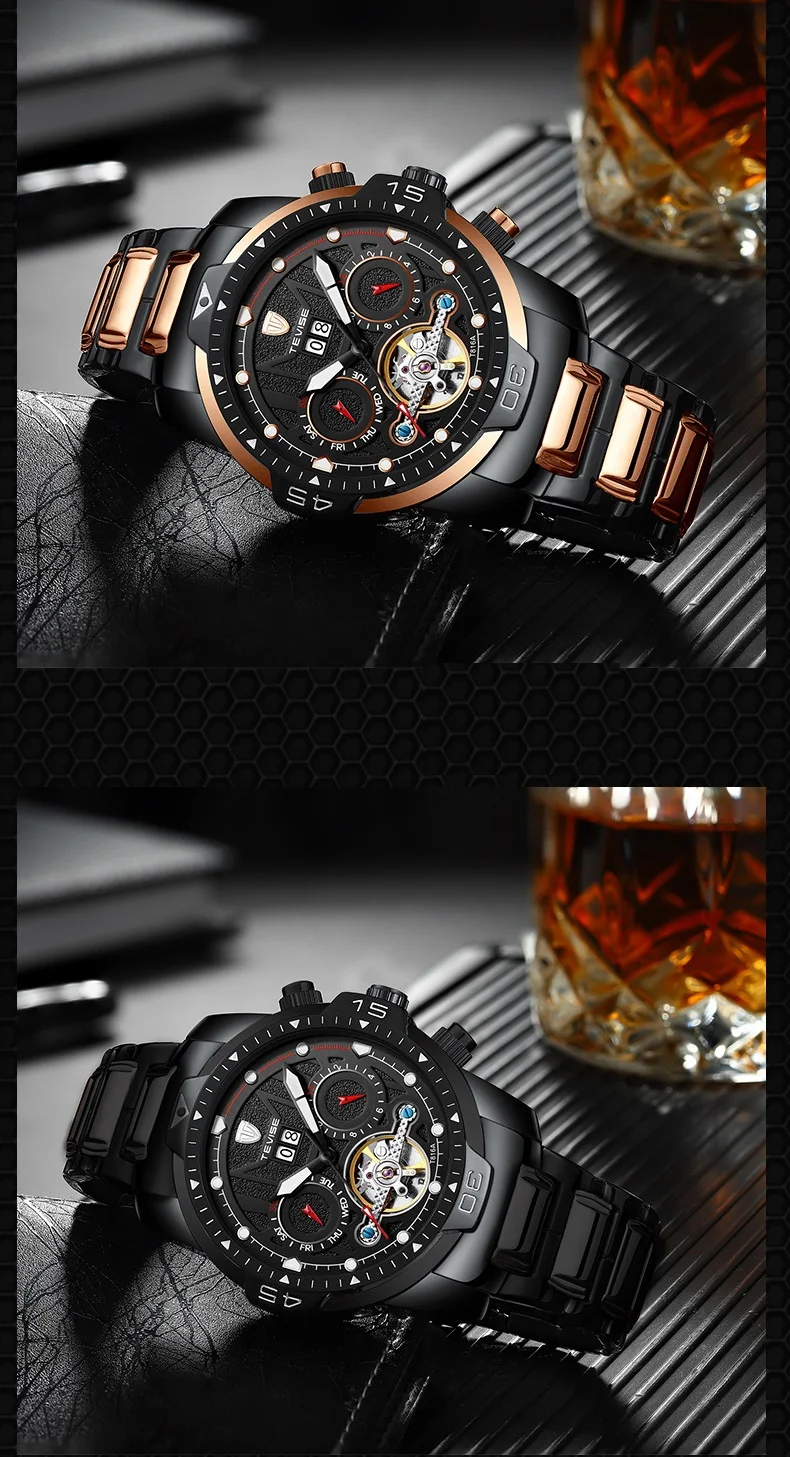 Big Man Watch TEVISE T816A Tourbillon Week Date Month Automatic Mechanical Wristwatch Luminous Hand Scale Watch Men Dropshipping (9)