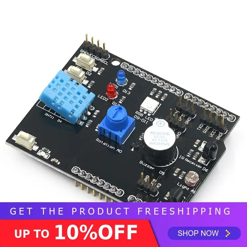 DHT11 LM35 датчик температуры и влажности Многофункциональный Плата расширения адаптер для Arduino UNO R3 RGB светодиодный ИК-приемник зуммер IEC