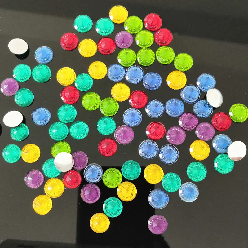

200 10MM Mixed color Flat bottom acrylic beads DIY