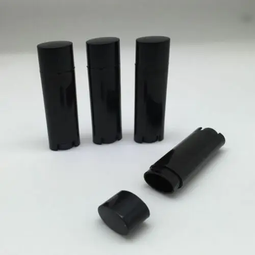 20pcs x 4,5g Овальный бальзам для губ пустые трубы футляры для помады DIY косметические бутылки трубки для блеска для губ для макияжа косметическая упаковка - Цвет: Black