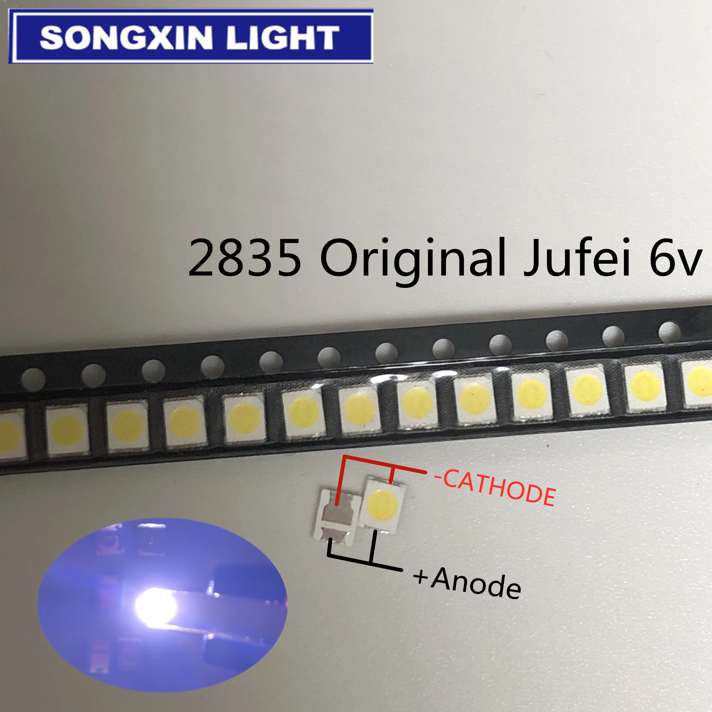 50pcs LED TV Backlight Lamp Bead Cold White 1W 6V 3528 96LM 01.JT.2835BPWS2-C 