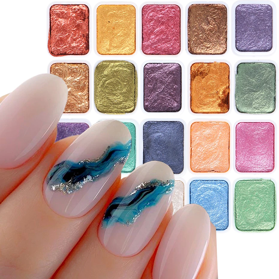 Watercolor Painting Powder For Nails Art Pigment Set Blooming Flower