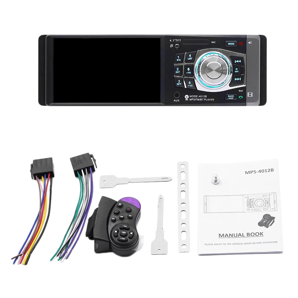 4,1 дюймовый автомобильный радиоприемник MP5 плеер 1 Din HD 860x480 Bluetooth FM/AUX/USB/TF с управлением на рулевом колесе